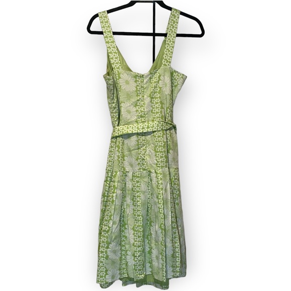 NWOT Bandolino Green White Drop Waist Retro Summer Dress With Daisy Print Size 8 - Picture 6 of 13